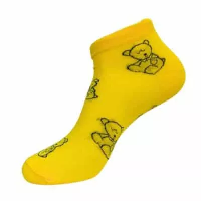 גרביים קצרים צבעוניים בהדפס דובי - צהוב