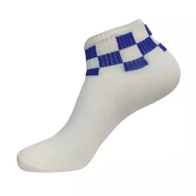 גרביים מעוצבים קצרים משבצות כחול לבן